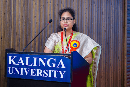Speaker at Kalinga University podium